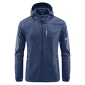 Lightweight navy blue men's hooded sun protection jacket for outdoor summer activities - M / Tops / Dark Blue