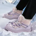 Stivali da neve caldi viola e rosa per bambini con fodera in pelliccia spessa sulla neve - 28 / Viola rosato