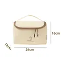 Trousse de toilette de voyage en nylon blanc crème, grande capacité, 24x12x16 cm - Beige