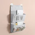 Grey fabric wall hanging storage bag with multiple pockets for room organization - 40x65cm / 2 Tiers / Gray