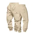 Vista dettagliata dei pantaloni cargo pesanti da uomo con tasche e polsini elastici - Taglia S / Pantaloni e gonne / Albicocca