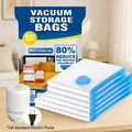 Lot de sacs de rangement sous vide avec pompe électrique pour organiser vêtements et literie - PA 10 Pieces/Pack with US Electric Pump / Bleu transparent