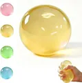Detail view showing a soft yellow maltose squishy stress ball being squeezed by hand. - Maltose Yellow