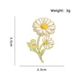 Elegant white daisy enamel brooch pin badge for suits and bags, 3.5cm height - Daisy Style (CZ3872)