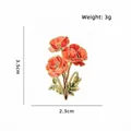 Elegante broche de flor roja para trajes y bolsos, dimensiones 3,5 cm x 2,3 cm, peso 3 g - Estilo Amapola (CZ3878)
