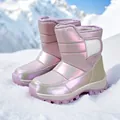 Glänzende rosa Schneestiefel für Mädchen mit dickem warmem Fleecefutter für Winter - 31 / Lila