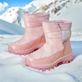Warme rosa Kinder-Schneestiefel mit Sternenmuster und kuscheligem Fleecefutter für Winter. - 31 / Rosa