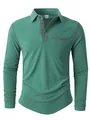 Lässiges langärmliges Herren-Poloshirt in Grün mit Kontrastnähten und einer Brusttasche - Grün