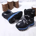 Kinder-Schneestiefel mit Tarnmuster, dickem Fellfutter und rutschfesten Steigeisen - 31 / Schwarz und Grau