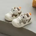 Cute panda cartoon baby walking shoes with soft breathable mesh soles for toddlers - Size 24 / Panda Style (HTL8809) / Inner Length 14.5cm / Khaki