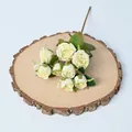 8-head artificial roses with oil painting burnt edges for elegant home table decoration. - Champagne