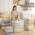 Verdickter Vakuum-Kompressionsbeutel für Steppdecken und Kleidung mit 3D-Pressventil - 3D-Presstyp ohne Pumpe / 60x80x32cm / Transparent