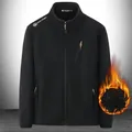Men's warm winter jacket with thick fleece lining and stand collar in classic black - M / Tops / Black