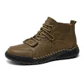 Botas Martin marrones cosidas a mano para hombre con suela antideslizante - 38 / Caqui