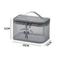 Breathable grey mesh travel cosmetic bag with storage bag text, size 20x13x12cm - Gray
