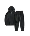 Zweiteiliger schwarzer Fleece-Trainingsanzug für Herren mit Kapuzenpullover - S / Oberteil und Hose / Schwarz