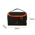 Trousse de toilette de voyage en nylon noir avec bordure orange, taille 24x16x12 cm. - Noir