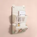 Cream multi-pocket wall-mounted fabric storage bag for organized home and dorm use - 40x65cm / 2 Tiers / Apricot