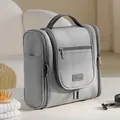 Large capacity gray waterproof hanging toiletry bag with multiple storage compartments - Gray