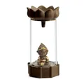Lotus backflow incense burner with Sun Wukong figurine and windproof glass cover - Sun Wukong Octagonal Style / With Windproof Cover