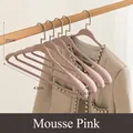 Cintre large antidérapant rose mousse pour costumes et manteaux, sans trace - Lot de 5 / Rose mousse