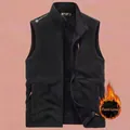 Schwarze Fleece-Weste für Herren mit Stehkragen und Reißverschlusstaschen für Außen - M / Oberteile / Schwarz (Fleece gefüttert)