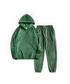 Grüner Fleece-Kapuzenpullover und Jogginghose für Herren, zweiteiliges Set für Herbst und Winter - S / Oberteil und Hose / Armeegrün