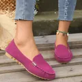Detailweergave van stijlvolle paarse loafers met metalen gesp en noppenzool - 35 / Rozerood
