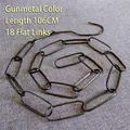 Chaîne de suspension en fer gris fusil avec 18 anneaux plats, longueur 106 cm - 18 Maillons Plats / Métal canon