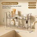 Organisateur de salle de bain à 2 niveaux en inox argenté pour cosmétiques et lavabo - Style à Étages
