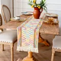 Chemin de table bohème coloré en coton tissé avec motifs géométriques et franges. - Style Géométrique Multicolore (MX105) / 30*50cm / Multicolore Dégradé