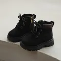 Toddler black Martin boots featuring plush warm lining and convenient side zipper closure - Size 21 (Inner 13.5cm) / Black