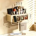 Étagère à épices murale multi-compartiments de couleur blanc crème pour cuisine - Boîte à Épices Murale Multifonctionnelle - Type Porte-serviettes / Crème
