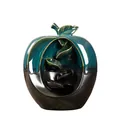 Creative apple-shaped ceramic backflow incense burner with a blue and black finish - Apple Shape (JC2019030901)