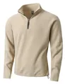 Detailed view of a men's beige polar fleece sweatshirt with a half-zip stand collar - S / Top (KJ-W017) / Off White