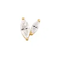 Detail view of F136 titanium earring charm featuring dual marquise cut clear stones - Double Marquise Leaf