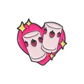 Cute NANA inspired strawberry milk glasses enamel pin with a vibrant pink heart backdrop - Pink Strawberry Milk Box Style (QHXZ3165)
