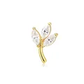 Elegant F136 titanium gold stud earring with clear marquise cluster leaf design - Budding Branch