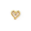 F136 titanium alloy heart pendant earring in 18k gold finish with zircon - Single Stone Hollow Heart
