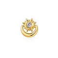Celestial F136 titanium sun moon stud earring with sparkling CZ in 18k gold finish - Single Zirconia Sun Moon