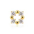 Square F136 titanium stud earring with four clear cubic zirconia in 18K gold finish - Four Stone Star Ring