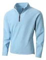 Close-up detail of light blue men's quarter-zip fleece pullover with a stand-up collar - S / Top (KJ-W017) / Light Blue
