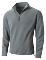 Detailed view of men's grey fleece sweatshirt with half-zip stand collar design. - S / Top (KJ-W017) / Gray