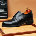 Klassieke zwarte leren Derby schoenen voor heren met ronde neus en elegante afwerking - 37 / Zwart