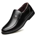 Mocassins classiques en cuir noir pour hommes avec doublure chaude et semelle antidérapante - 38 / Style Doublé Polaire / Noir