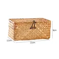 Natural seagrass handcrafted storage box with lid, dimensions are 21 x 12 x 9 cm - Orange Large (K002501) / 21x12x9cm