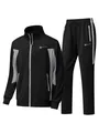 Men's two-piece casual tracksuit featuring a stylish black and grey color block design - S / Top And Bottom / Black Light Grey