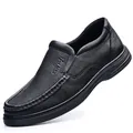 Mocassins décontractés en cuir de vachette noir pour hommes avec semelle souple durable - 38 / Noir (85123)