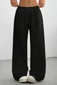 Casual black wide-leg sweatpants with drawstring waist for comfortable everyday wear - Bottoms / S / Black