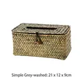 Handgefertigte geflochtene Taschentuchbox aus Seegras, grau, 21x12x9cm Größe. - Einfacher Stil / 21x12x9cm / Waschgrau